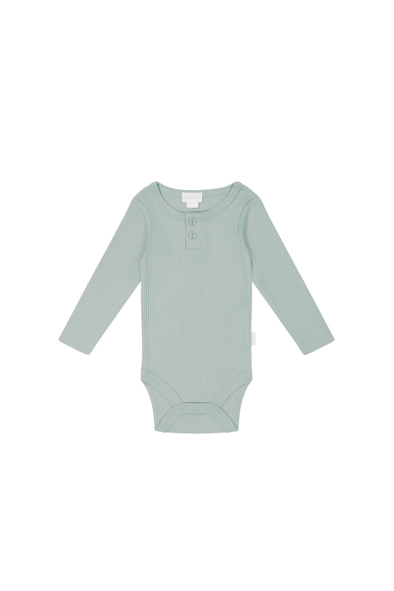 Organic Cotton Modal Long Sleeve Bodysuit - Mineral - Child Boutique