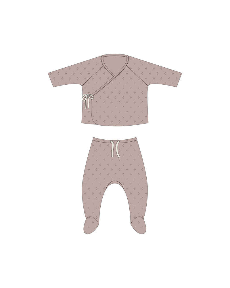 Wrap Top + Footed Pant Set - Dotty - Child Boutique