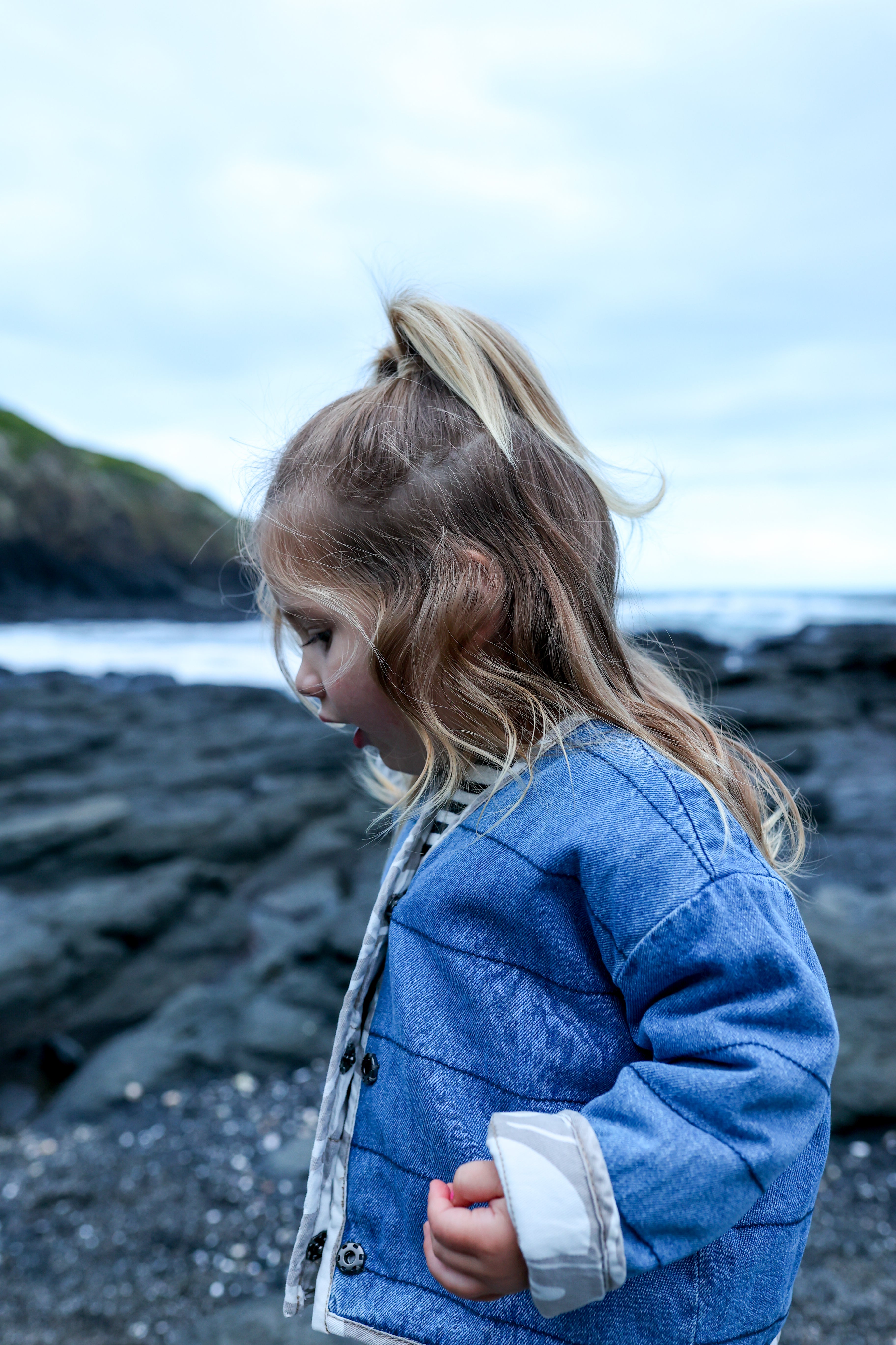 Organic Washed Reversible Jacket - Ripple/Denim | Child Boutique