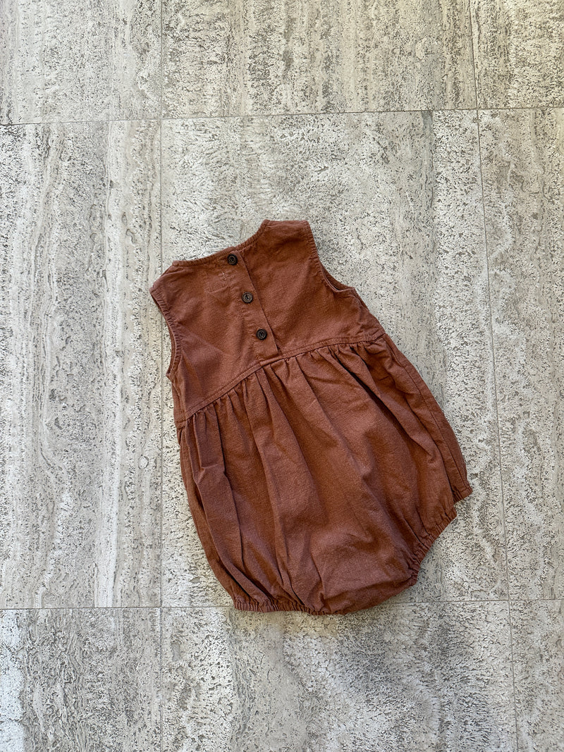Linen Bubble Romper - Terracotta - 2/3Y - Child Boutique