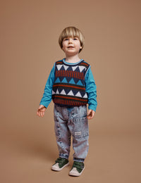 Darcy Sweater Vest - Navy Multi - Child Boutique