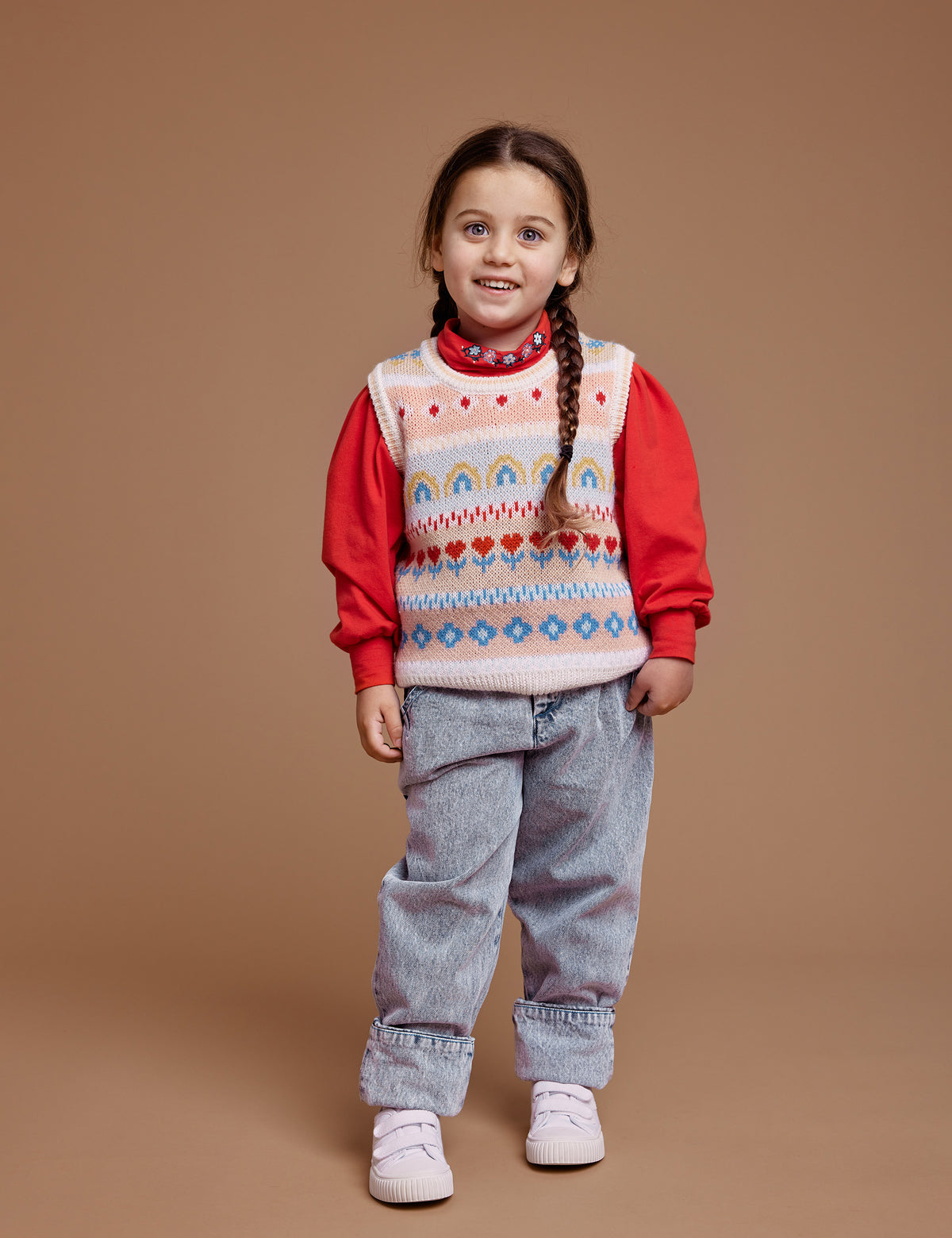 Matilda Sweater Vest - Peach Multi - Child Boutique