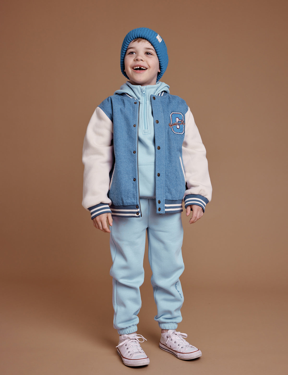 Freddie Varsity Bomber Jacket - Denim - Child Boutique