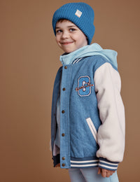 Freddie Varsity Bomber Jacket - Denim - Child Boutique