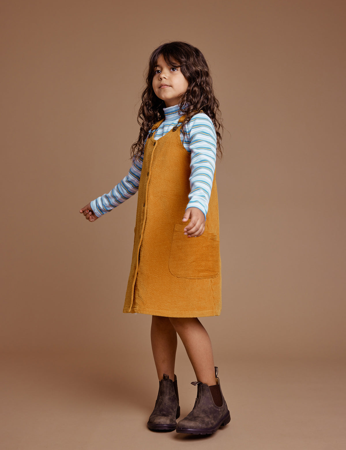 Polly Corduroy Pinafore Dress - Golden - Child Boutique