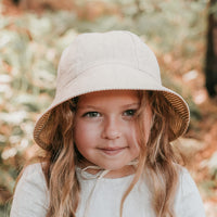 Girls Linen Reversible Sun Hat - Frankie/Flax