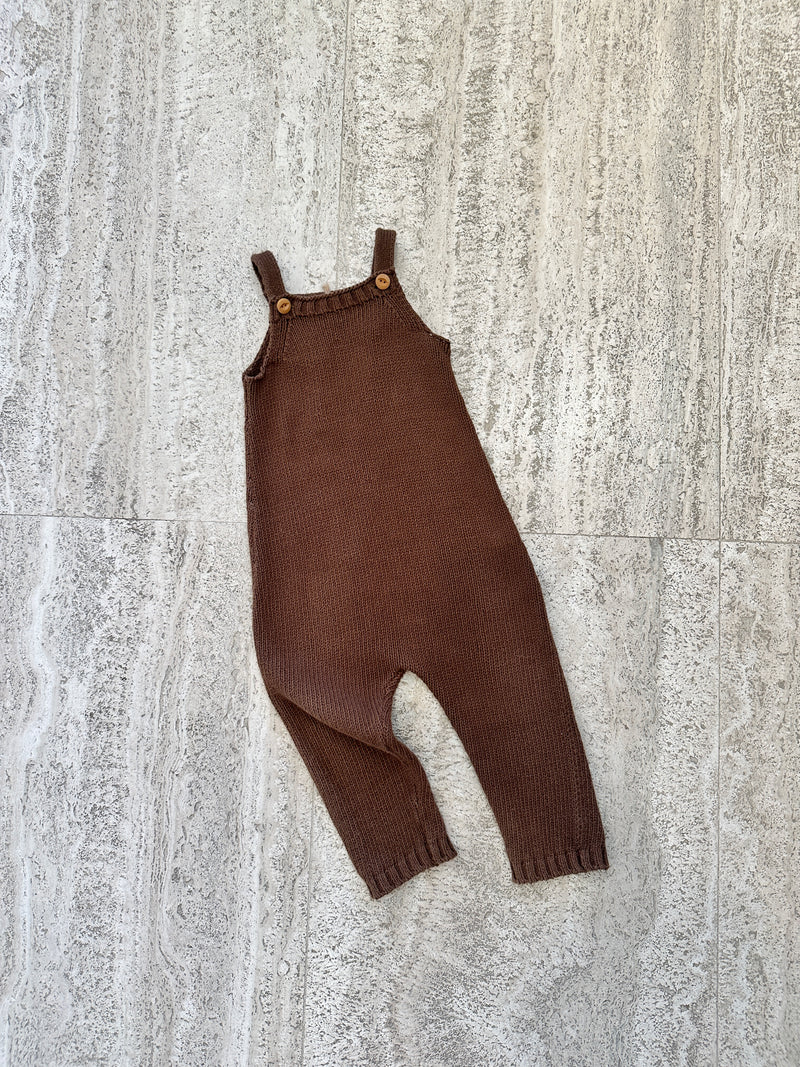 Knit Long Leg Romper - Brown - 1Y - Child Boutique