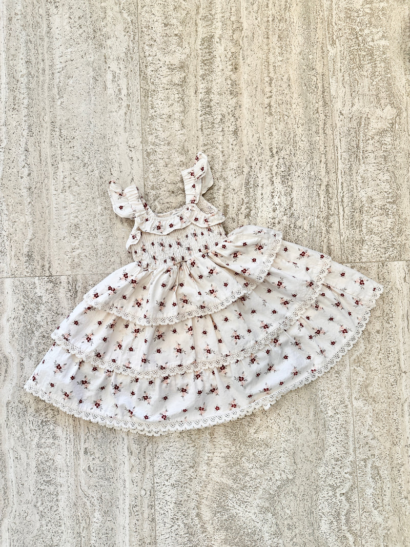 Shirred Tier Frill Floral Dress - 3Y - Child Boutique