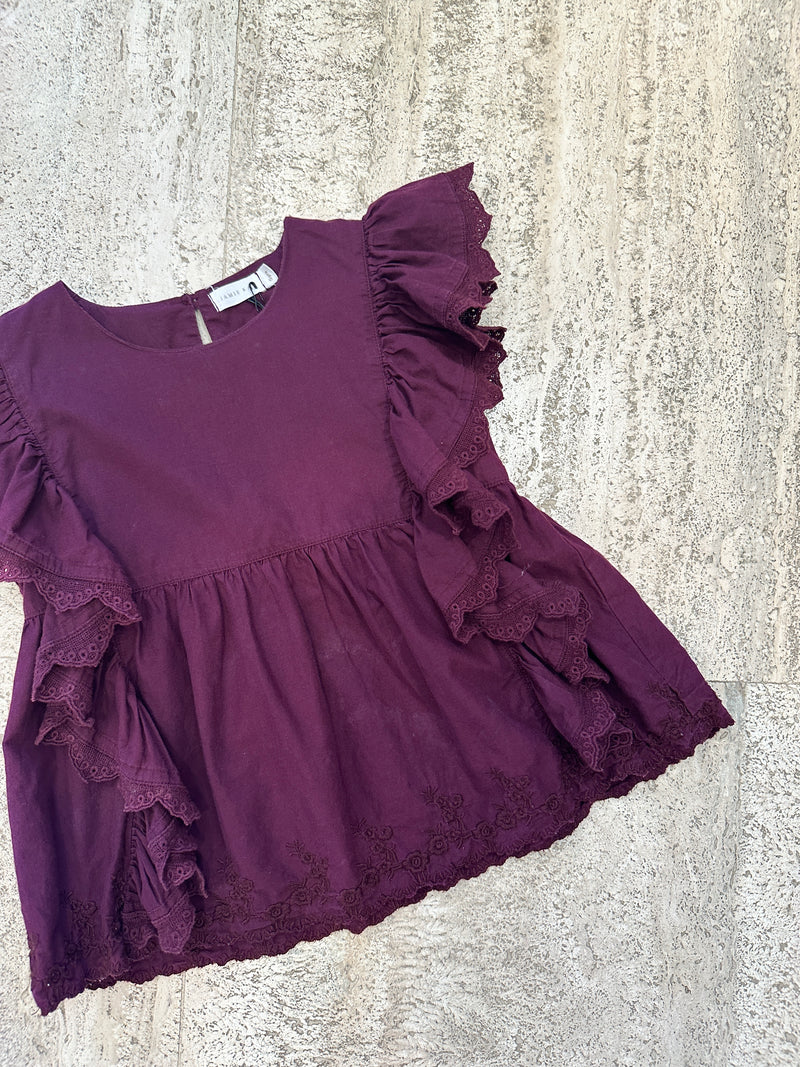 Frill Blouse - Fig - 5Y