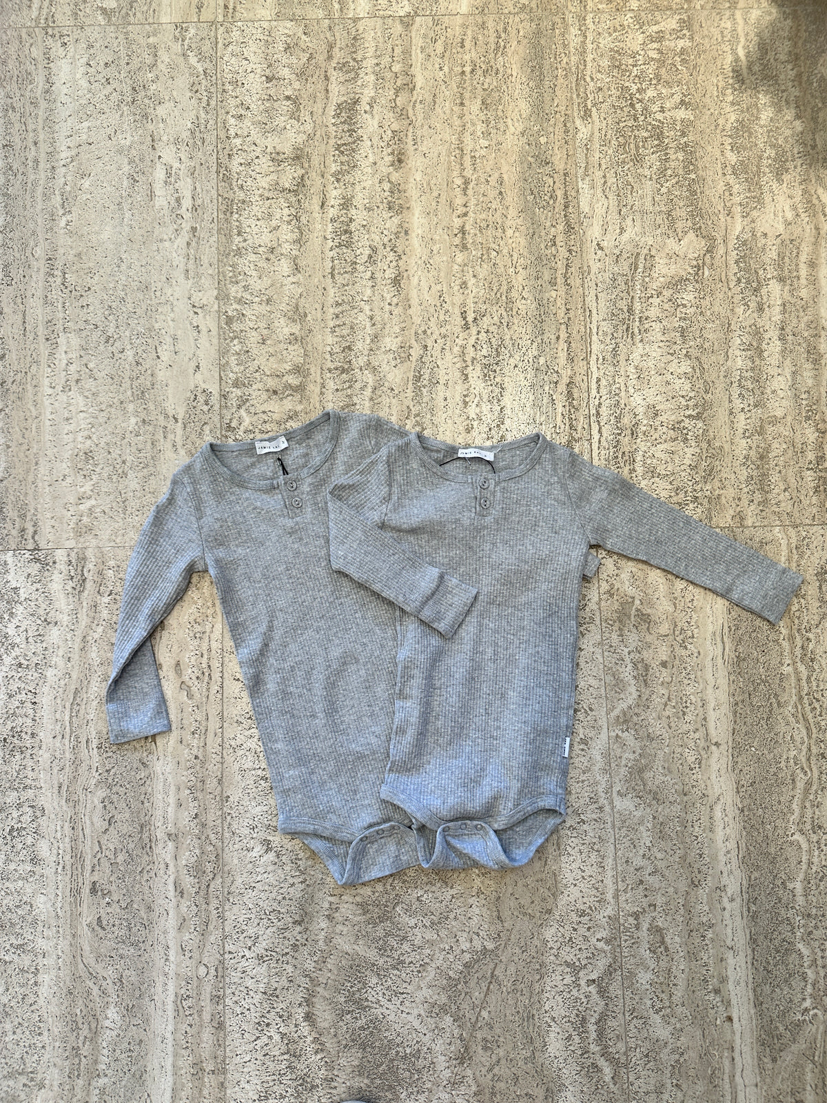 Essential Long Sleeve Bodysuit - Grey Marle - 2Y - Child Boutique