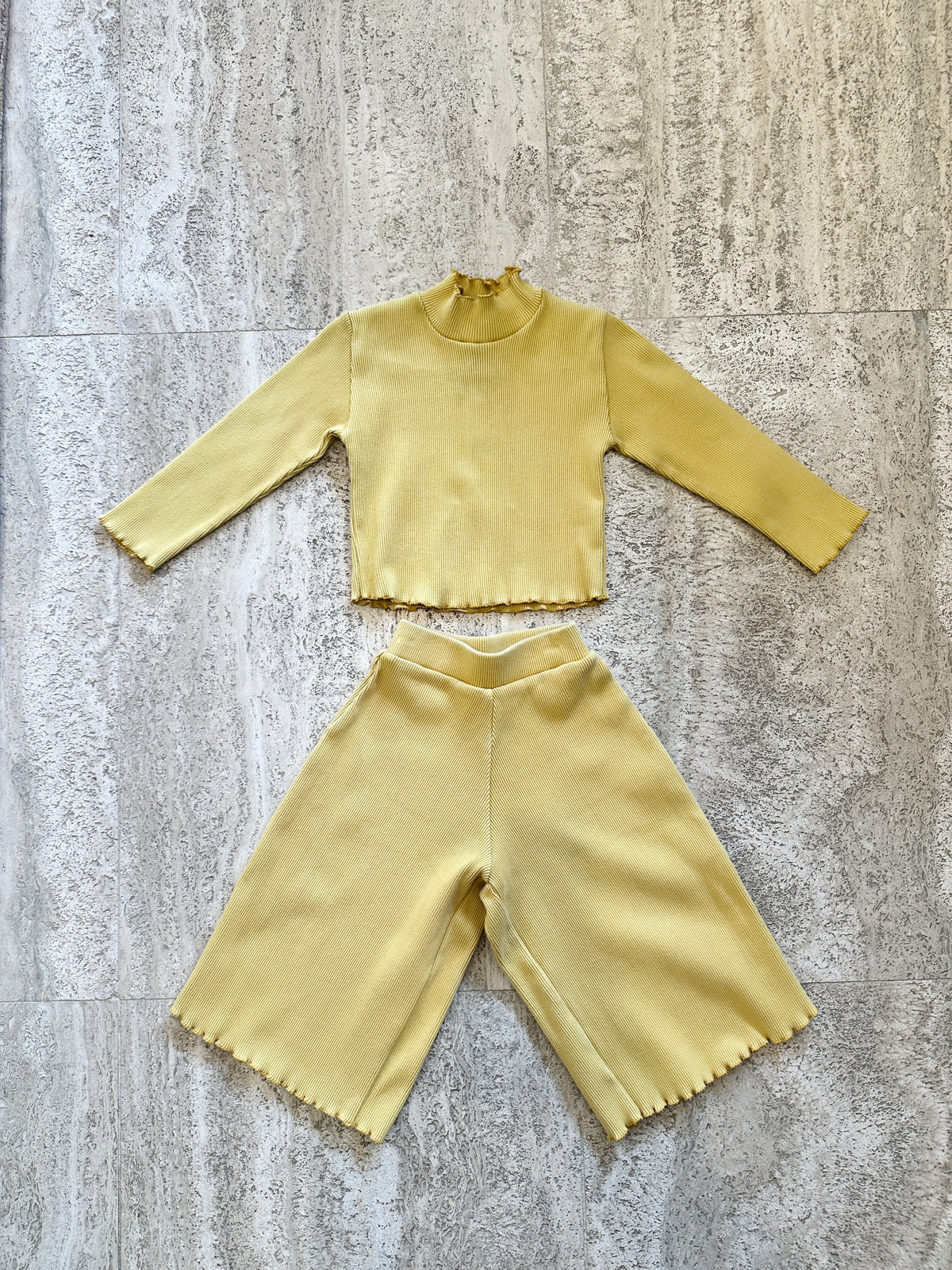 Mustard Rib Flare + Skivvy Set - 2/3Y