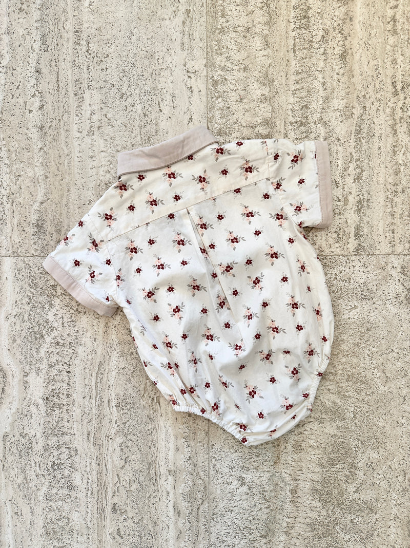 Collared Floral Button Romper - 1Y