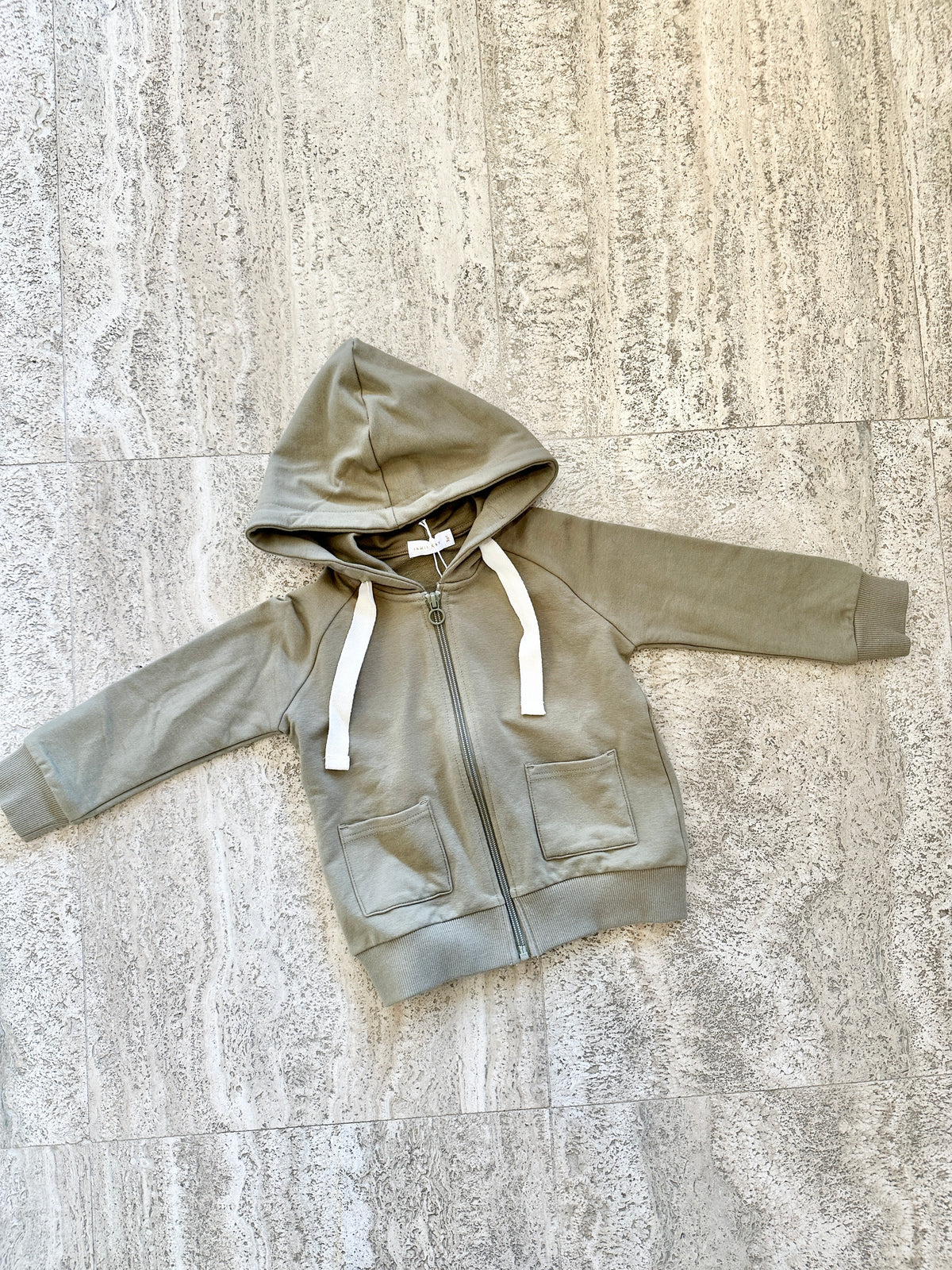 Zip Hoodie Sweatshirt - Olive - 3Y