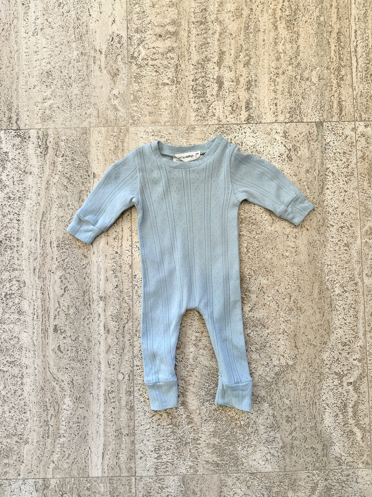 Pointelle Onesie - Duck Egg Blue - NB