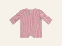 Essential Knit LS Romper - Strawberry Stripe - Child Boutique