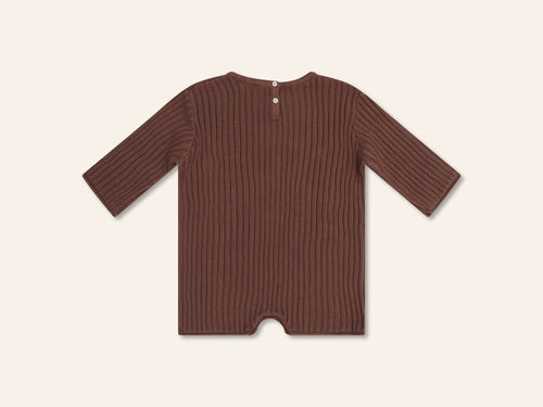 Essential Knit LS Romper - Cocoa - Child Boutique