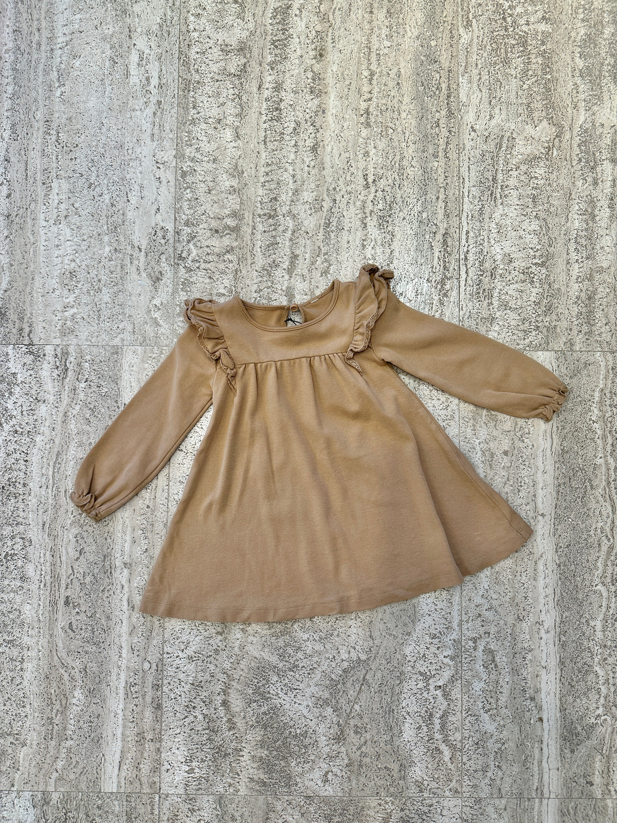 Frill Sleeve Cotton Dress - Gold - 2/3Y - Child Boutique