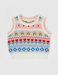 Matilda Sweater Vest - Peach Multi - Child Boutique