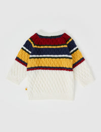 Alfie Cable Knit Jumper - Cream Multi - Child Boutique