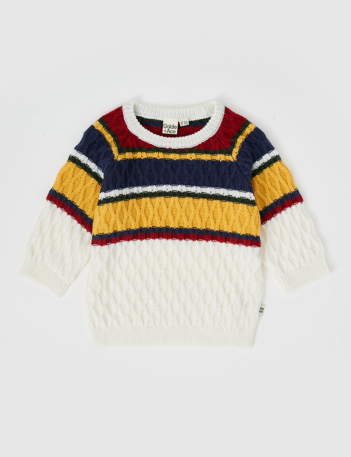Alfie Cable Knit Jumper - Cream Multi - Child Boutique