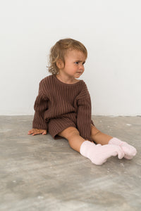 Essential Knit LS Romper - Cocoa - Child Boutique
