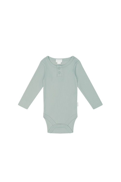 Organic Cotton Modal Long Sleeve Bodysuit - Mineral - Child Boutique