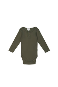 Organic Cotton Modal Long Sleeve Bodysuit - Olive - Child Boutique
