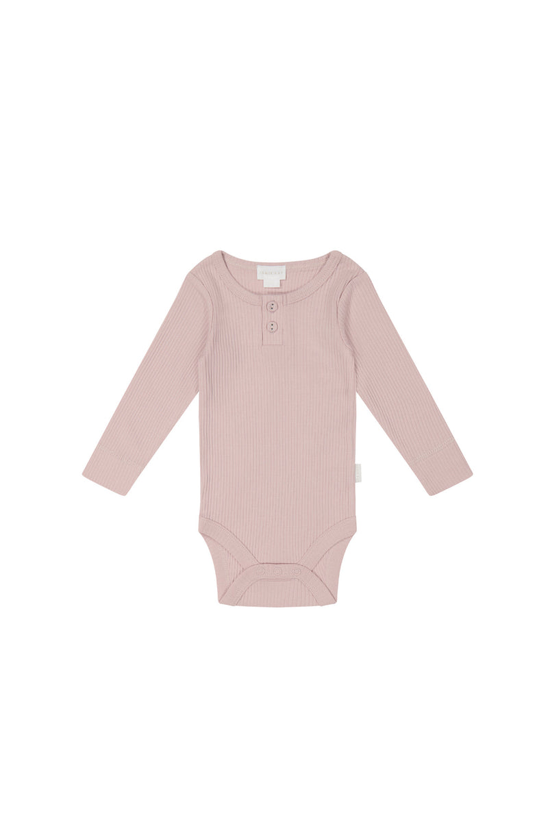 Organic Cotton Modal Long Sleeve Bodysuit - Powder Pink - Child Boutique