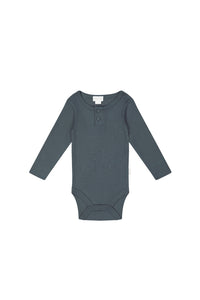 Organic Cotton Modal Long Sleeve Bodysuit - Smoke - Child Boutique