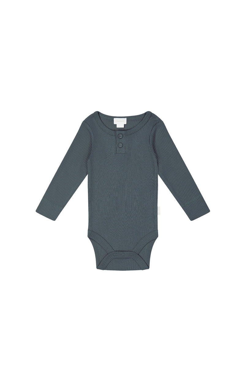 Organic Cotton Modal Long Sleeve Bodysuit - Smoke - Child Boutique