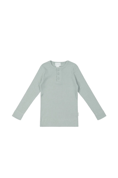 Organic Cotton Modal Long Sleeve Henley - Mineral - Child Boutique