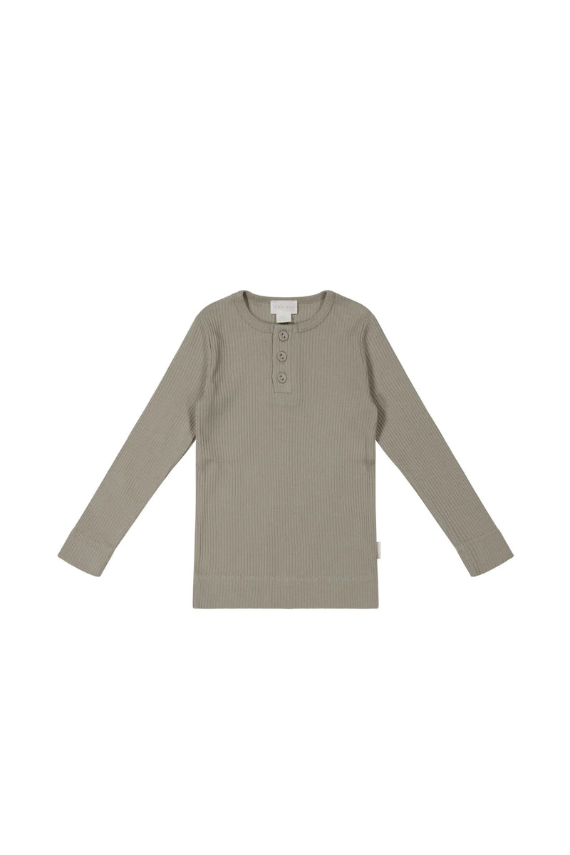Organic Cotton Modal Long Sleeve Henley - Twig - Child Boutique