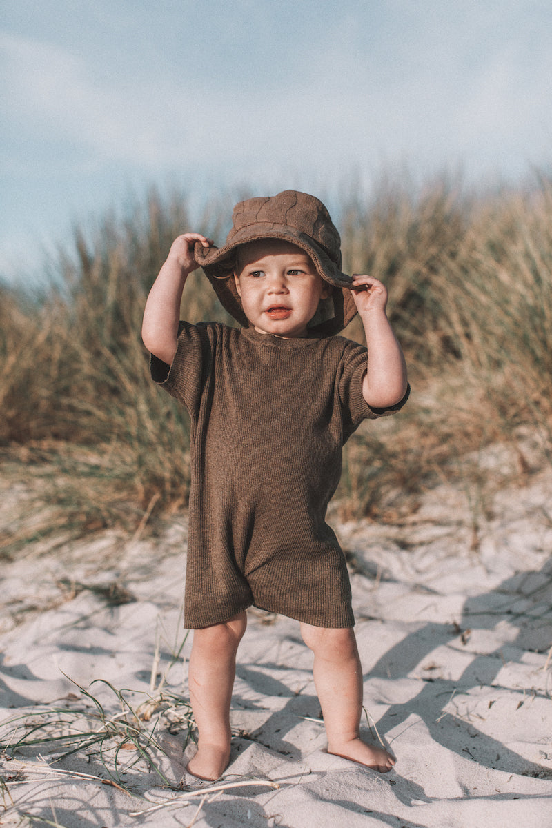 Ribbed Playsuit - Mud - Child Boutique