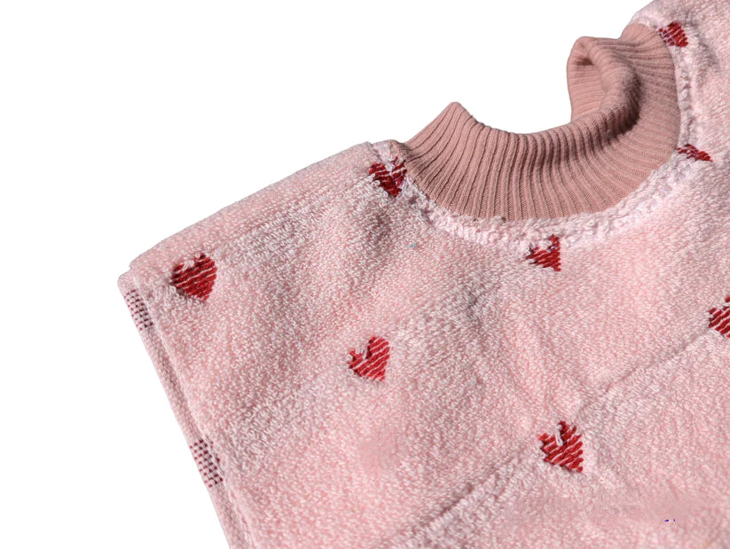 Full Coverage Toweling Bib - Pink Hearts - Child Boutique