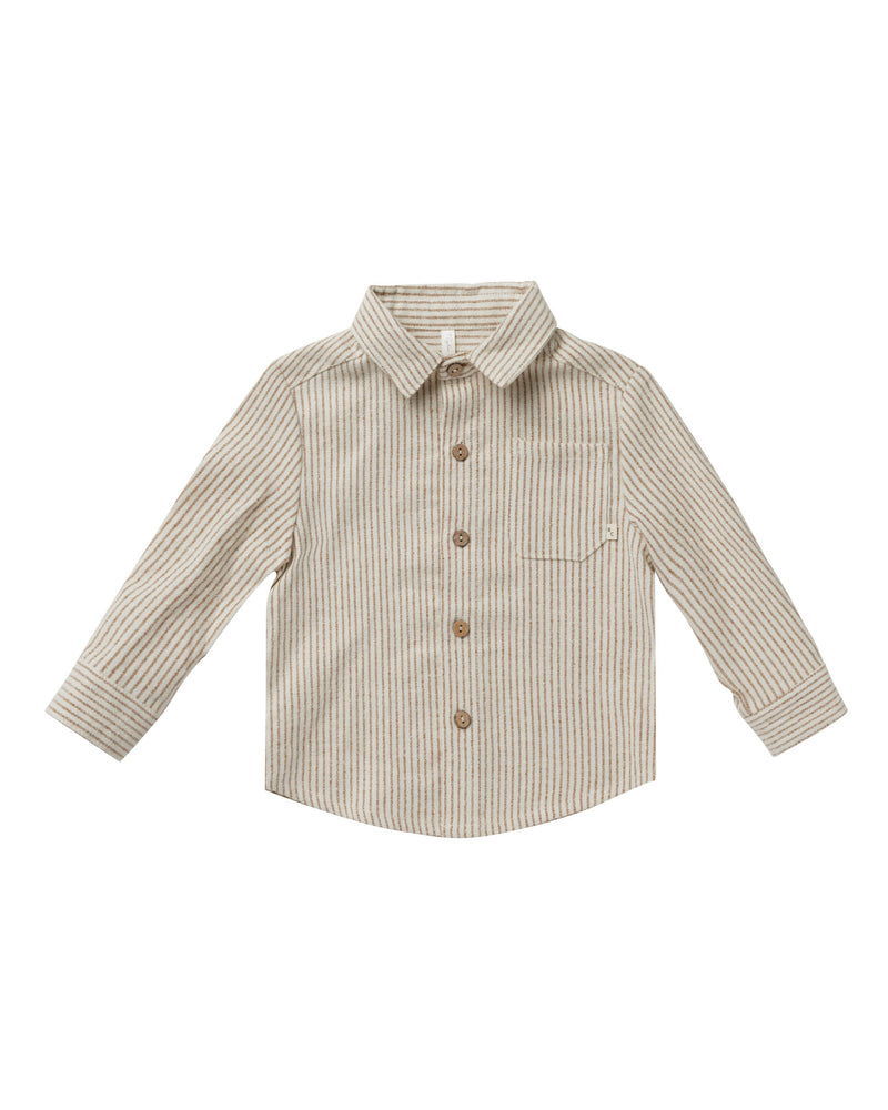 Collared Long Sleeve Shirt + Brass Stripe - Child Boutique