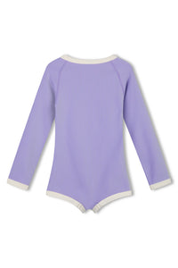 Mini Stripe Rib Rashie Onesie - Grape