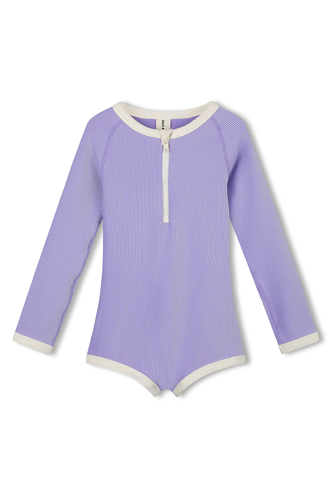 Mini Stripe Rib Rashie Onesie - Grape