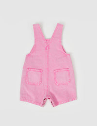 Burton Vintage Washed Denim Overalls - Bubblegum