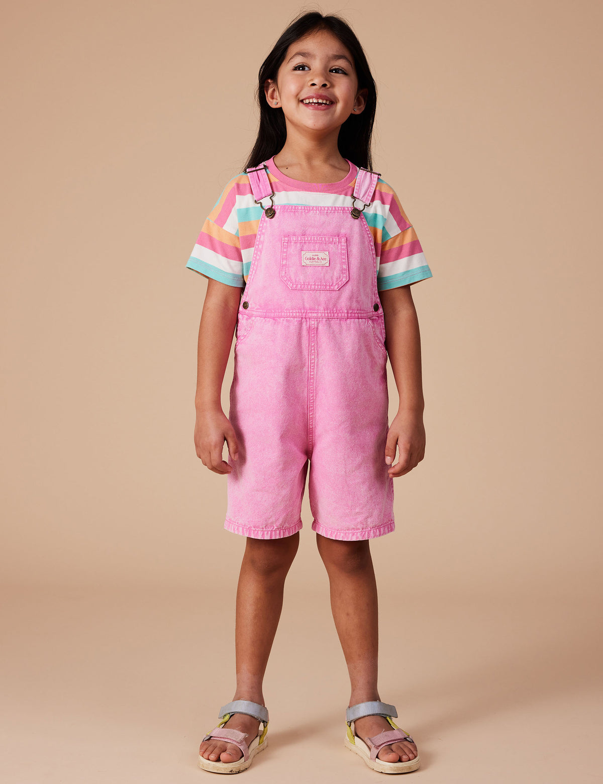 Burton Vintage Washed Denim Overalls - Bubblegum