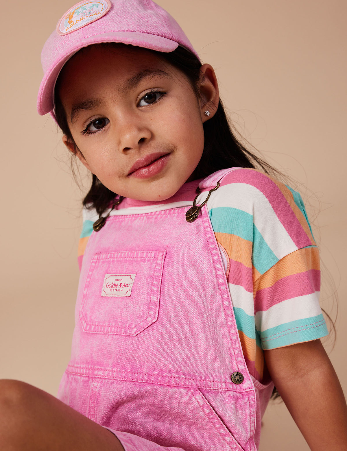 Burton Vintage Washed Denim Overalls - Bubblegum