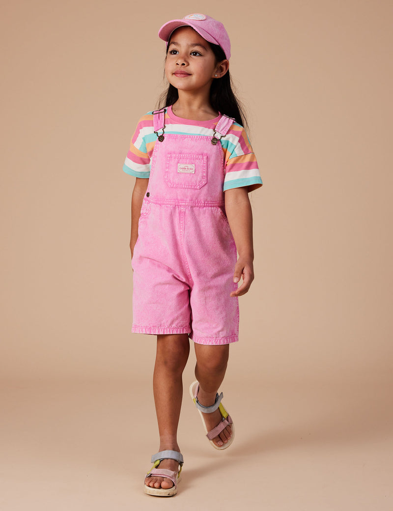 Burton Vintage Washed Denim Overalls - Bubblegum