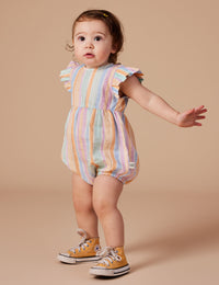 Lani Linen Romper - Pastel Stripe