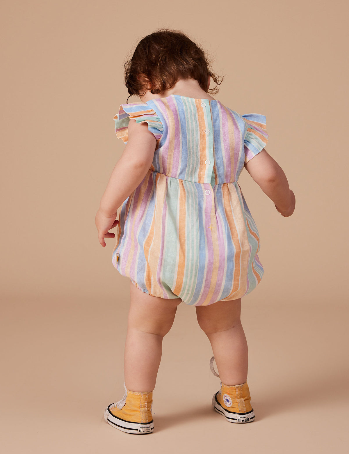 Lani Linen Romper - Pastel Stripe