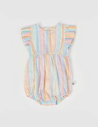 Lani Linen Romper - Pastel Stripe