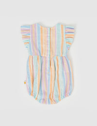 Lani Linen Romper - Pastel Stripe