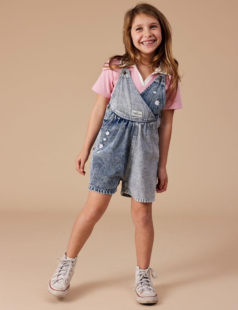 Macy Crossover Denim Shortalls - Daisy Sprinkles