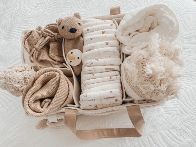 Nappy Caddy Organiser -Teddy with Beige Handles - Child Boutique