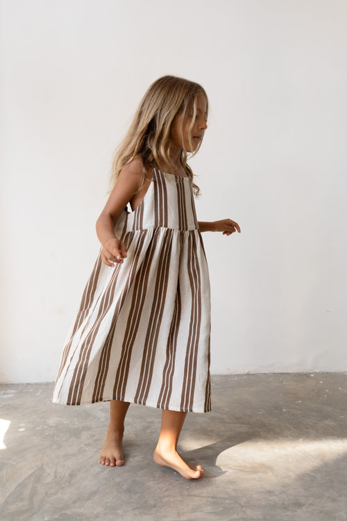 Field Dress - Cocoa Stripe - Child Boutique