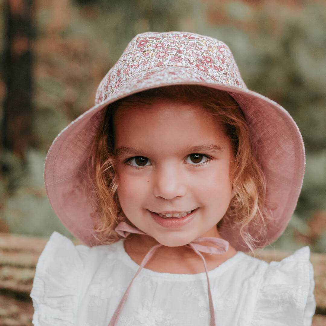 Girls Linen Reversible Sun Hat - Ramble/Rosa