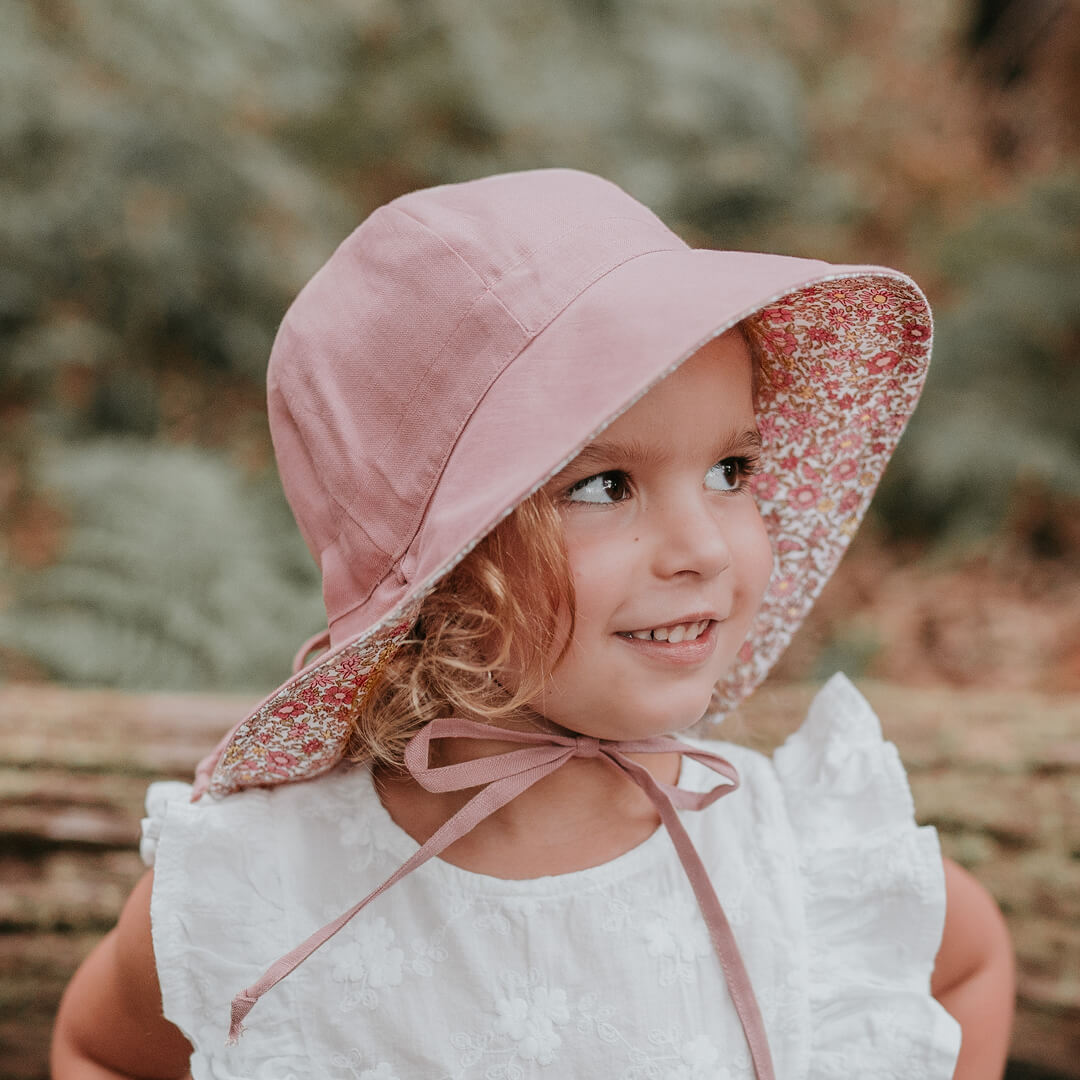 Girls Linen Reversible Sun Hat - Ramble/Rosa